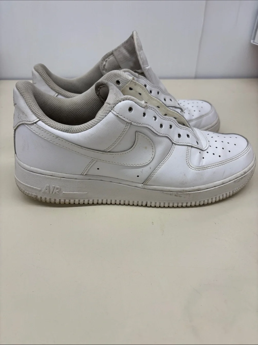 Nike White Low-Top Air Force 1s No Laces